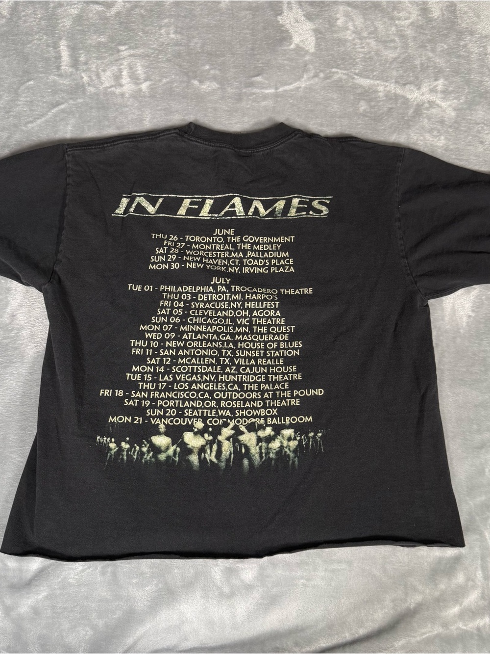 Vintage In Flames Tour T Shirt Mens L CROPPED Distressed Heavy Metal Y2K READ! - Picture 4 of 7